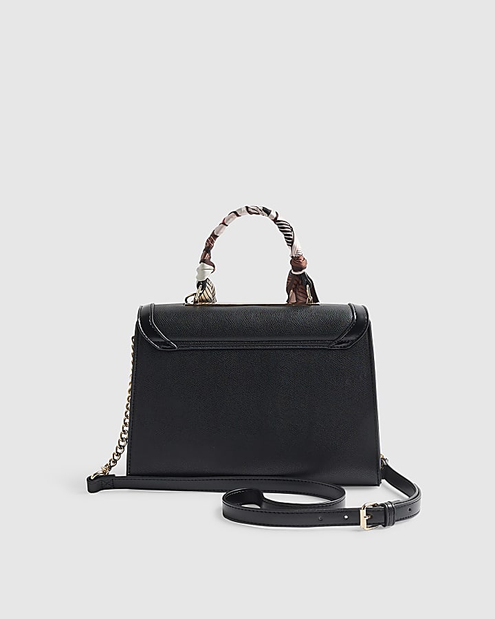 Black Scarf Charm Cross Body Tote Bag