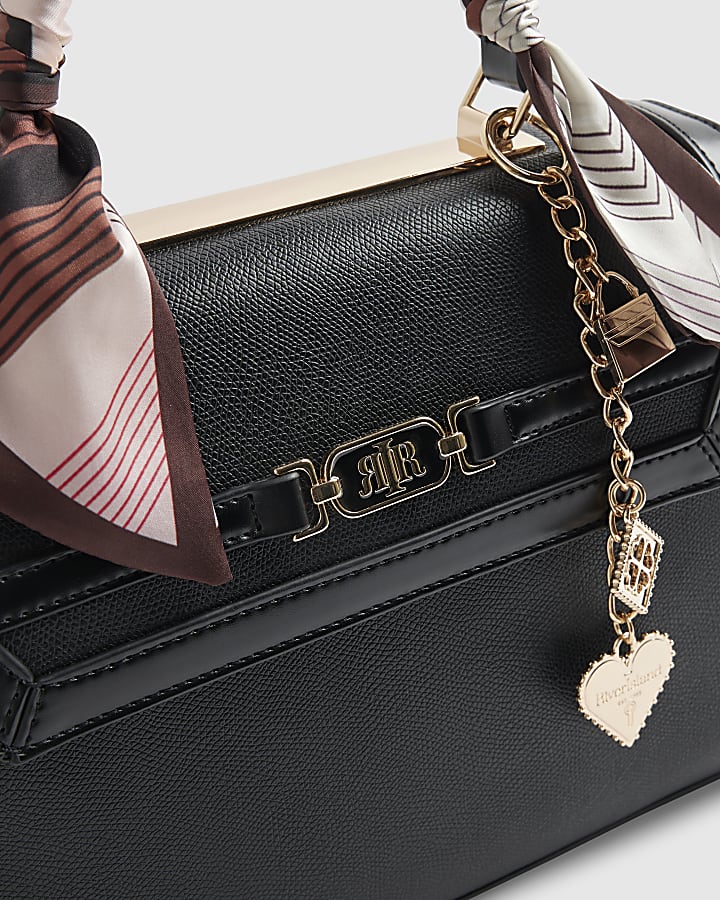 Black Scarf Charm Cross Body Tote Bag