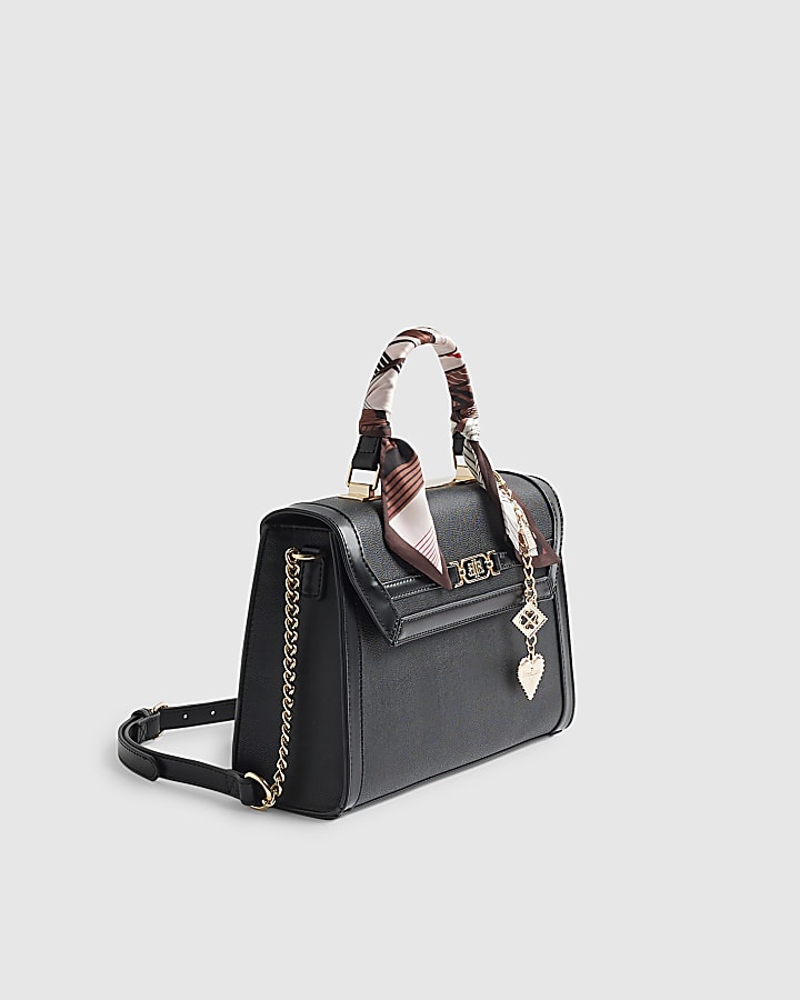 Black Scarf Charm Cross Body Tote Bag