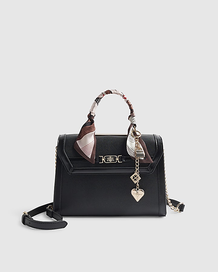 Black Scarf Charm Cross Body Tote Bag