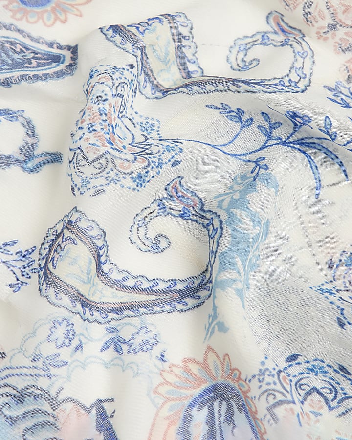 Cream Paisley Stone Toggle Scarf