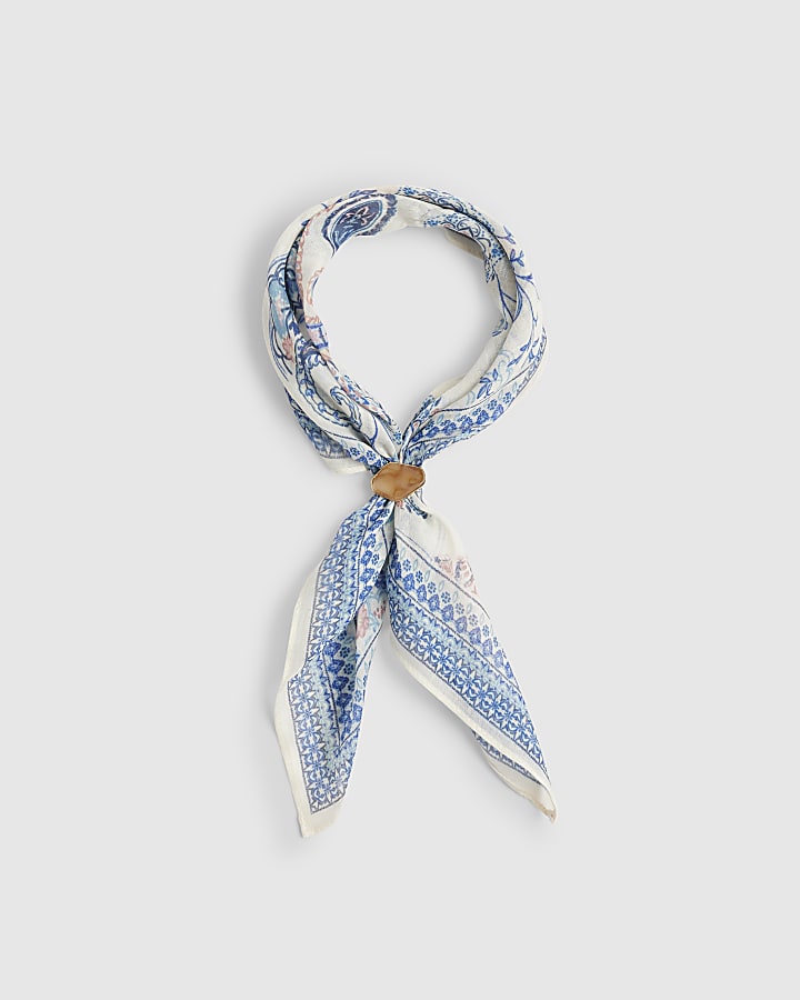 Cream Paisley Stone Toggle Scarf
