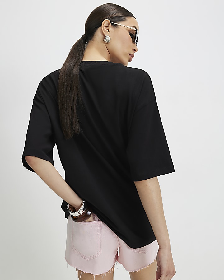 Black Short Sleeve Printed T-Shirt