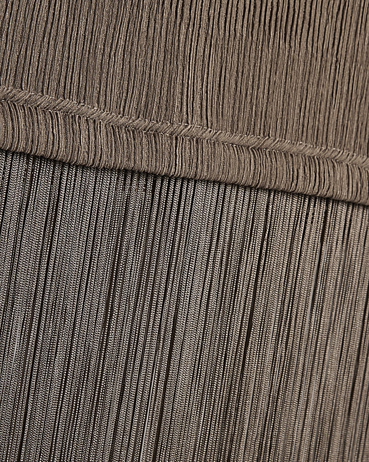 Grey Fringe Trim Maxi Dress