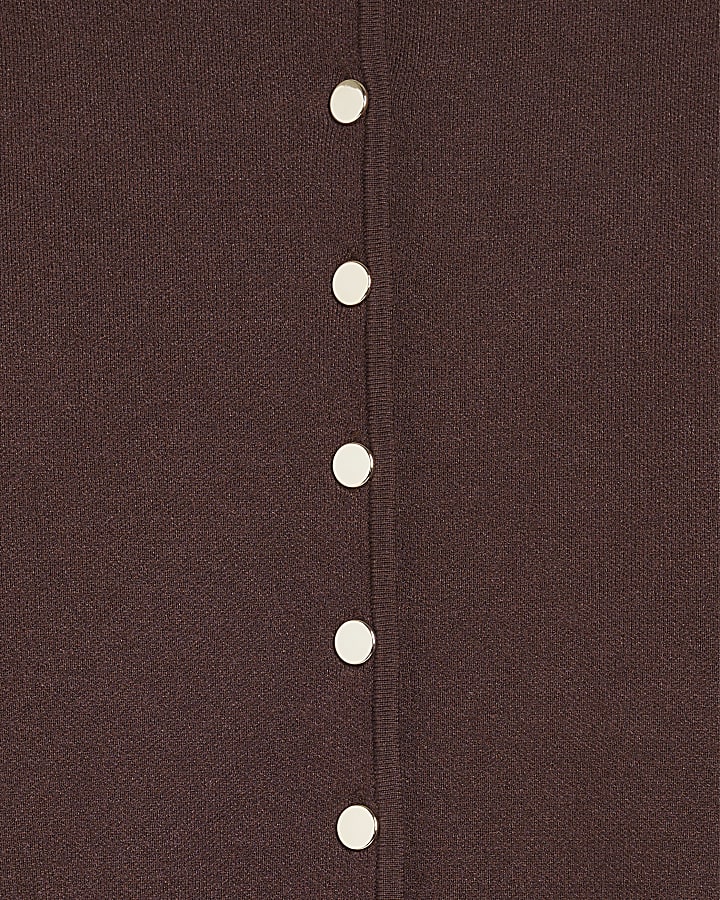 Brown Cinched Waist Belted Cardigan Top