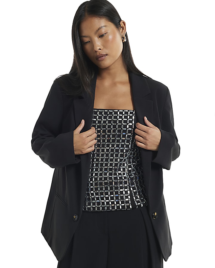 Petite Black Crepe Blazer