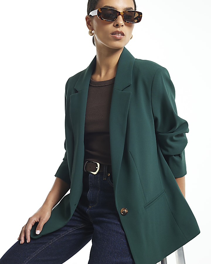 Petite Green Crepe Blazer