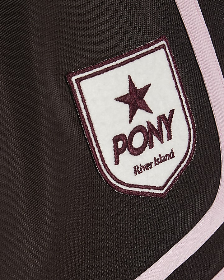 Brown Pony Side Stripe Bermuda Shorts