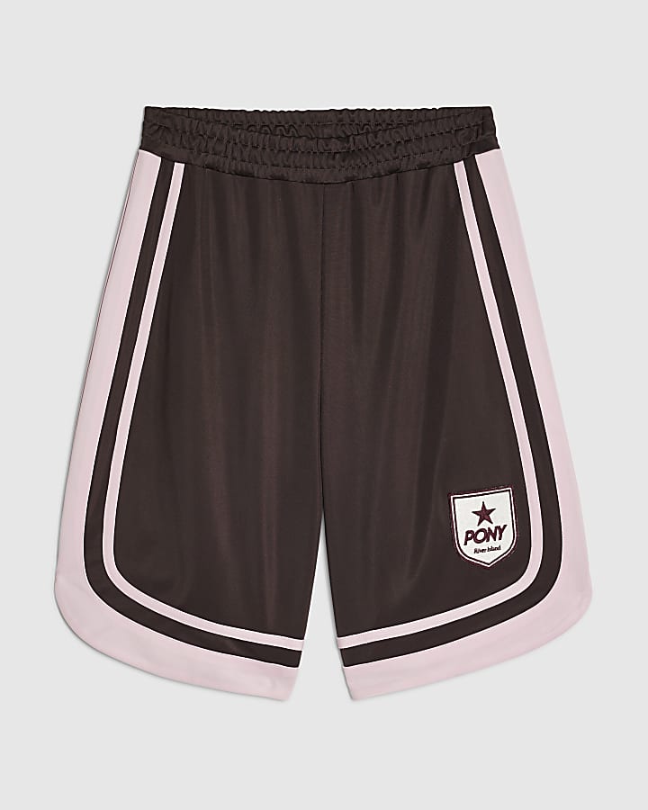 Brown Pony Side Stripe Bermuda Shorts
