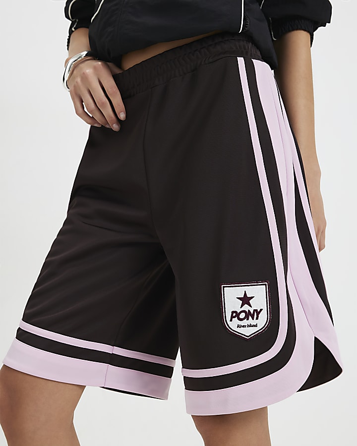 Brown Pony Side Stripe Bermuda Shorts