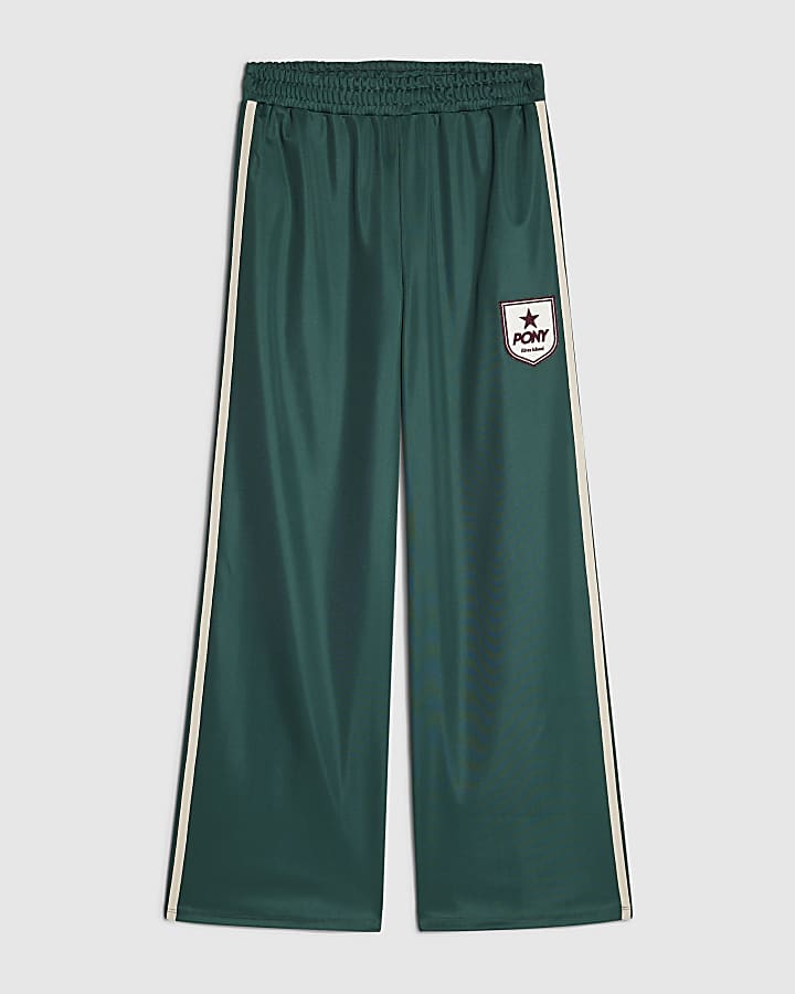 Green Pony Side Stripe Wide Leg Joggers
