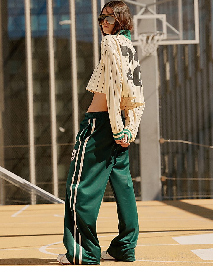 Green Pony Side Stripe Wide Leg Joggers