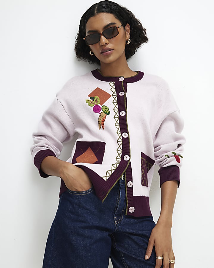 Pink Novelty Vegetable Cardigan