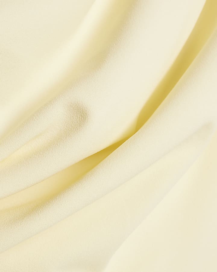 Yellow Short Sleeve Asymmetric Drape Jumpsuit