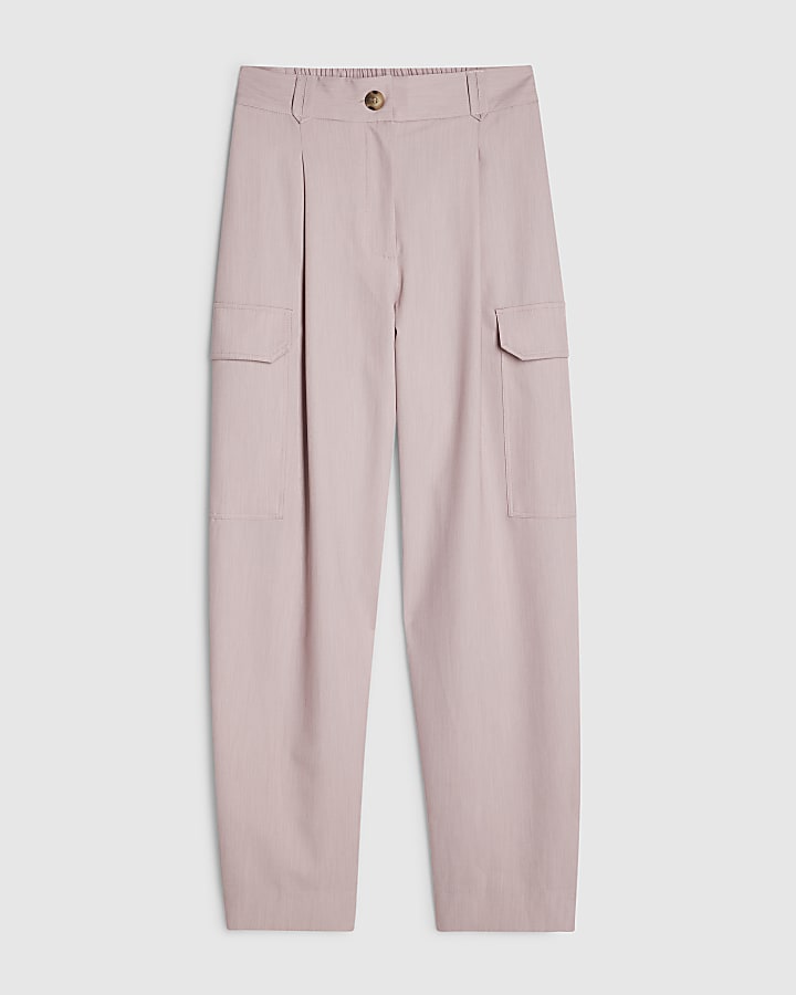 Pink Popper Cuff Detail Cargo Trousers