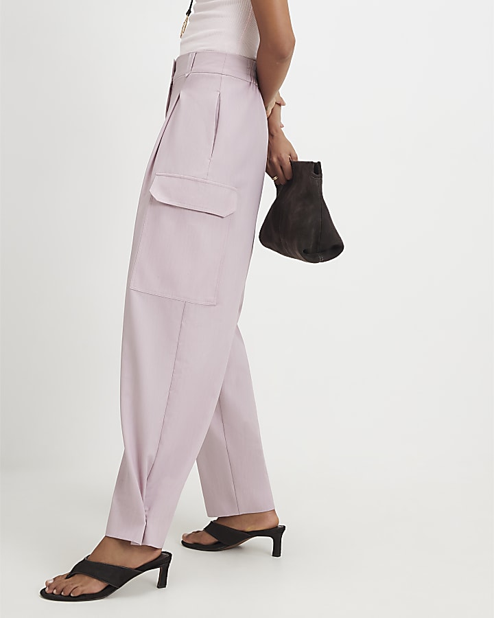 Pink Popper Cuff Detail Cargo Trousers