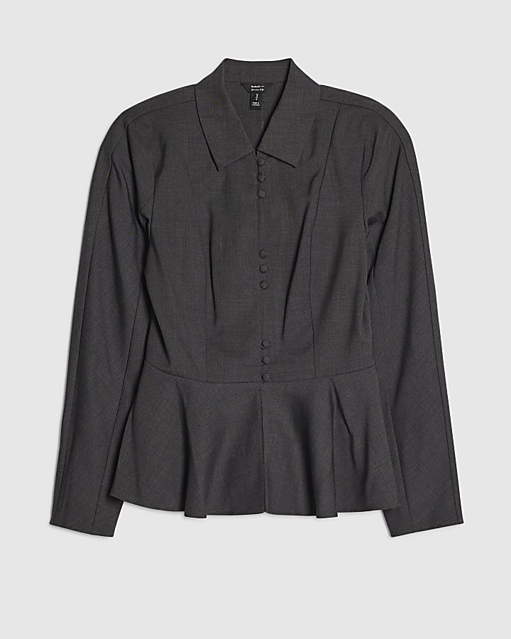 Grey Cinch Waist Shirt