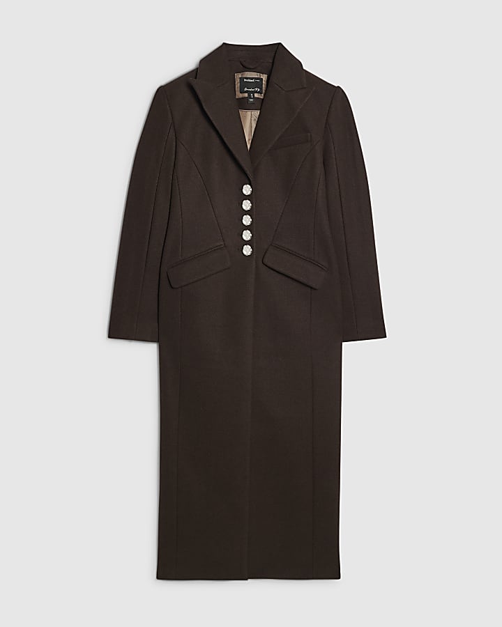 Petite Brown Cinch Detail Coat