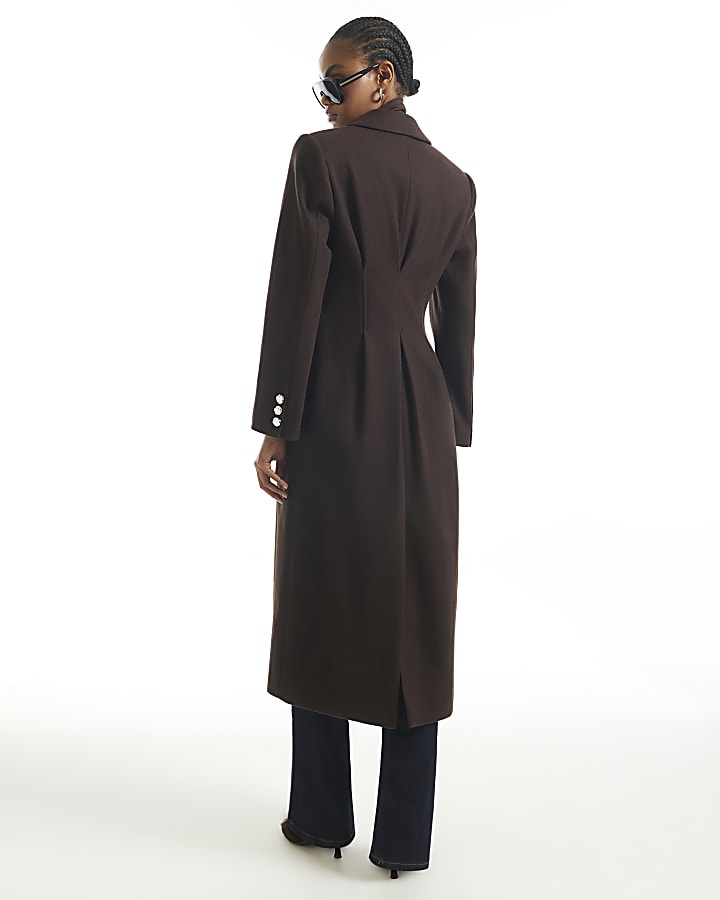 Brown Cinch Detail Coat