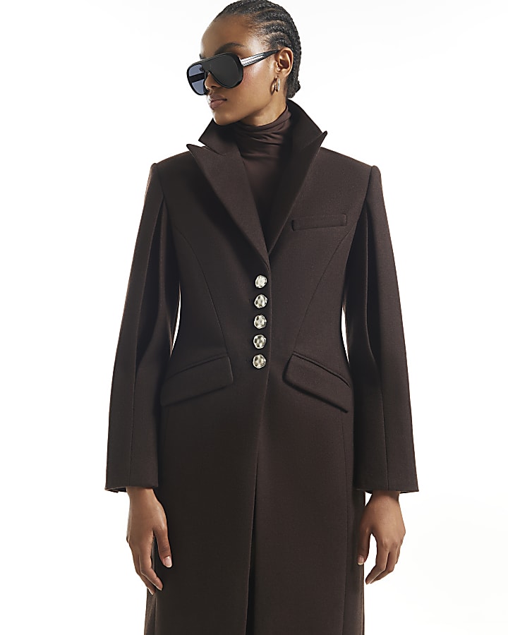 Brown Cinch Detail Coat