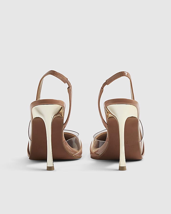 Pink Spliced Perspex Slingback Court Heels