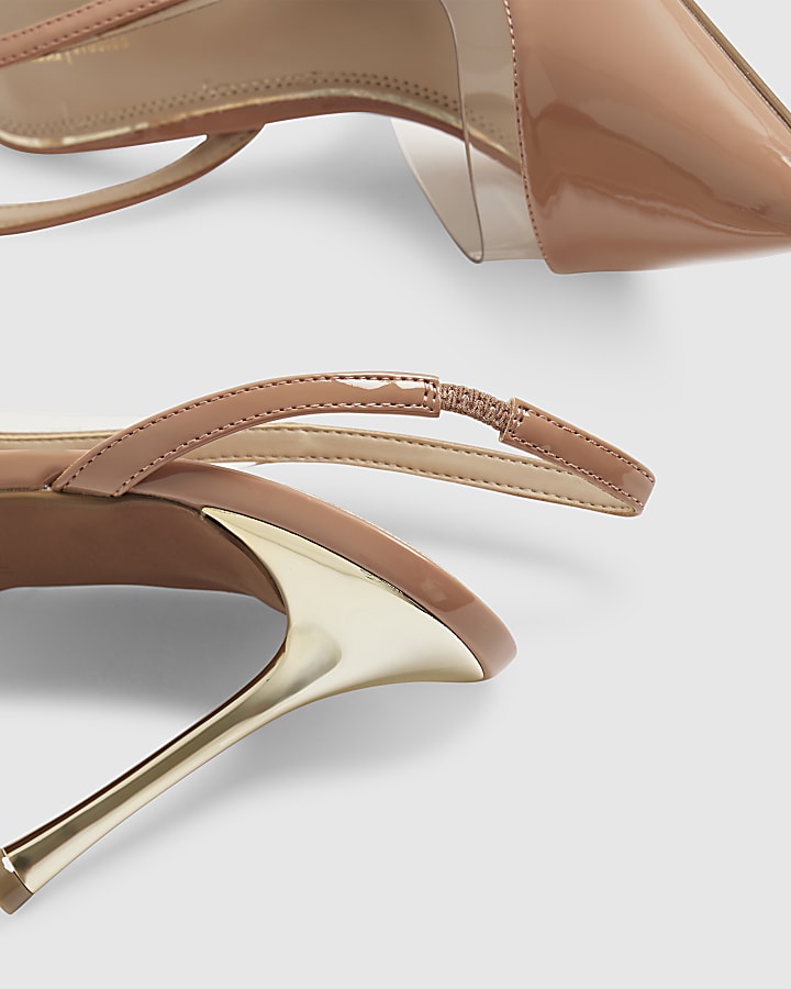 Pink Spliced Perspex Slingback Court Heels