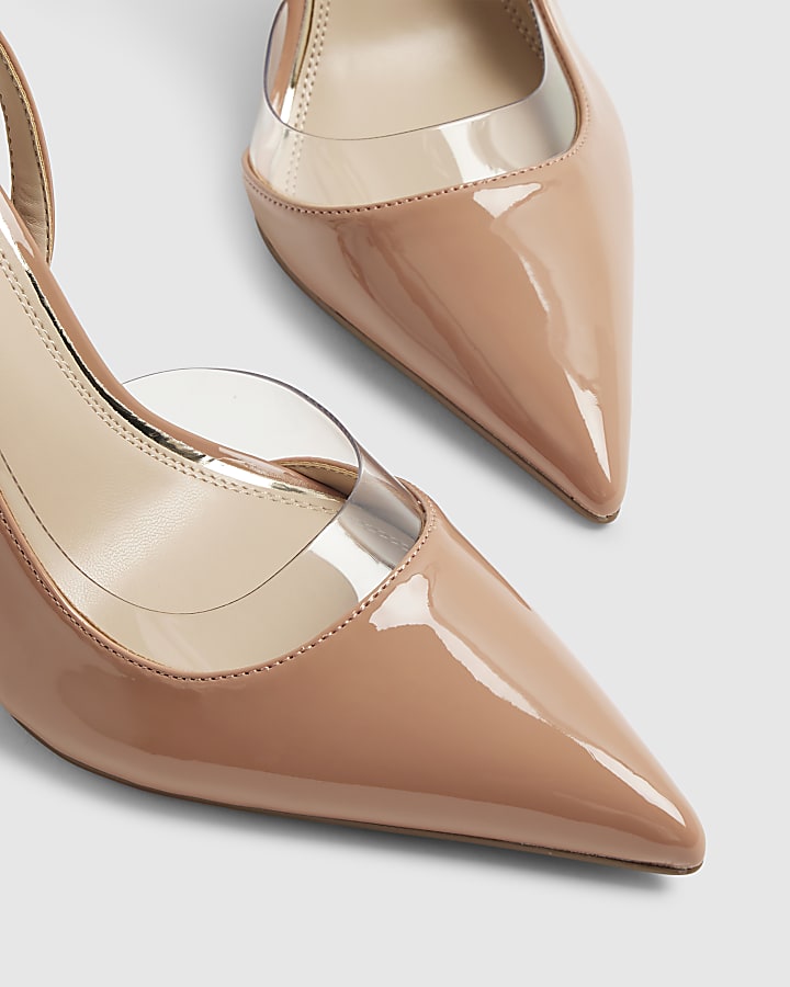 Pink Spliced Perspex Slingback Court Heels