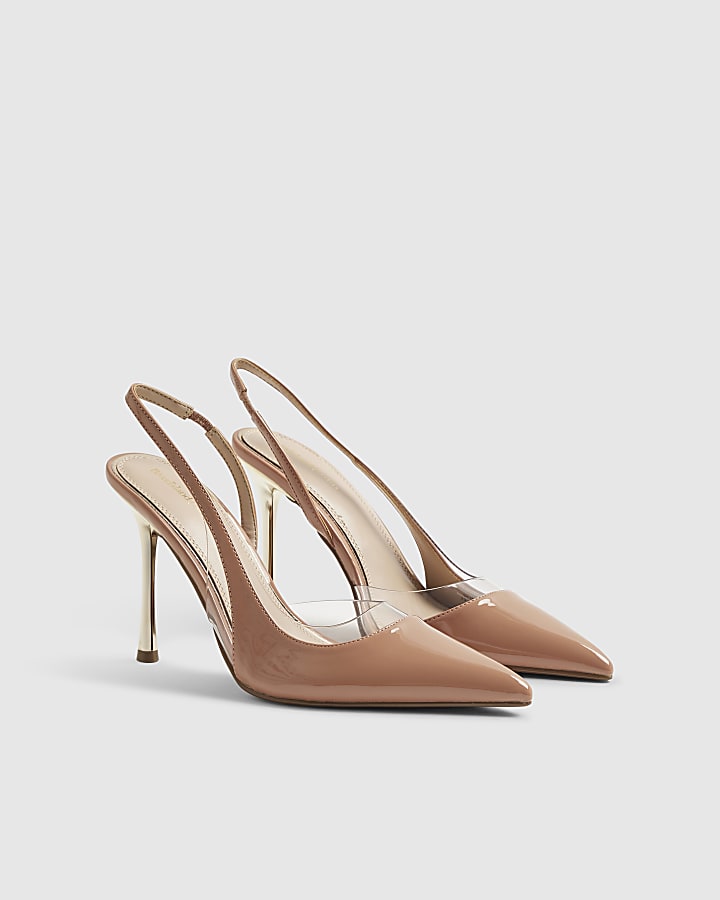 Pink Spliced Perspex Slingback Court Heels