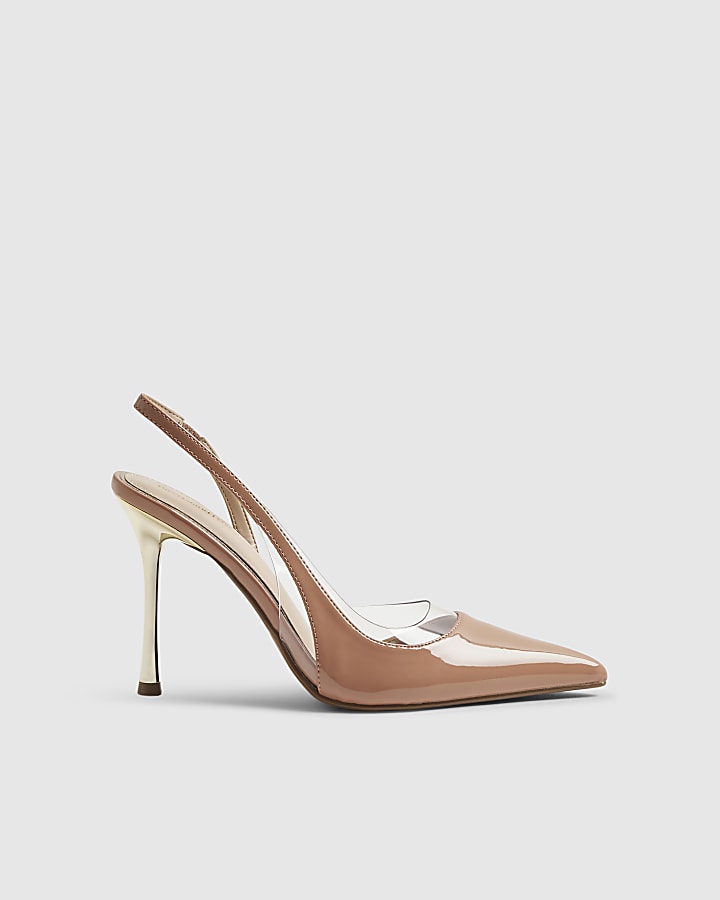 Pink Spliced Perspex Slingback Court Heels
