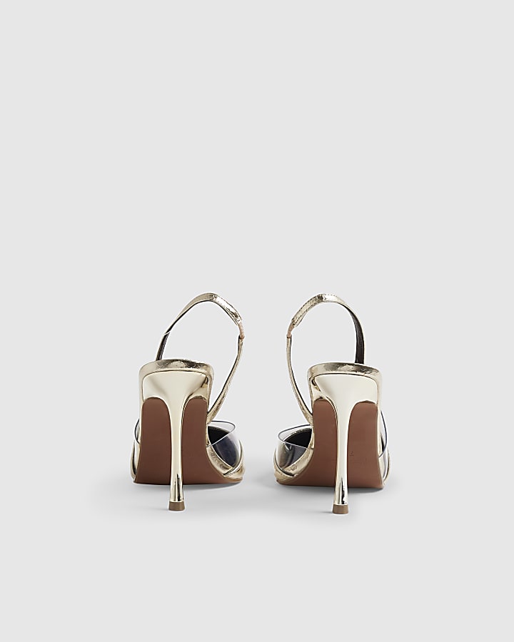 Gold Spliced Perspex Court Heels