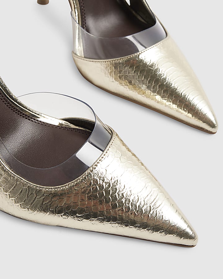 Gold Spliced Perspex Court Heels