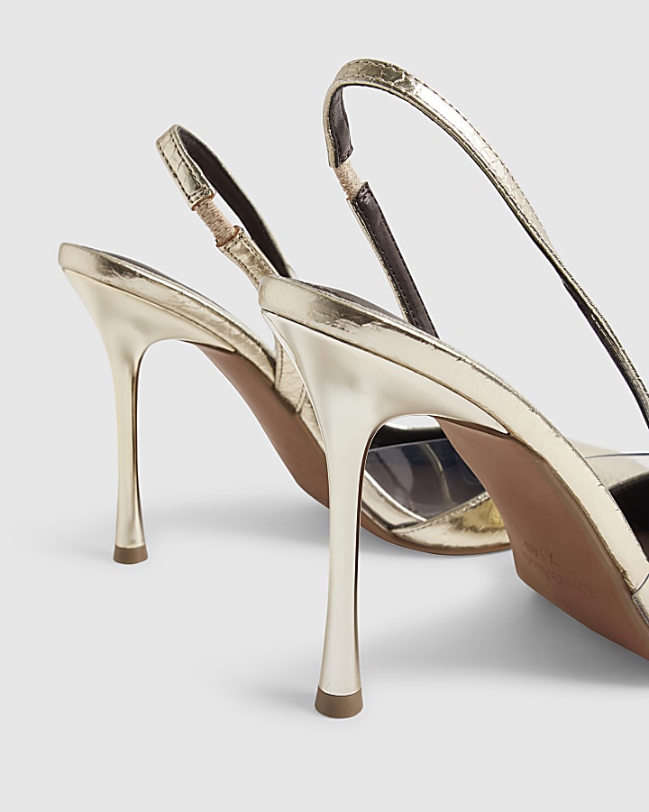 Gold Spliced Perspex Court Heels
