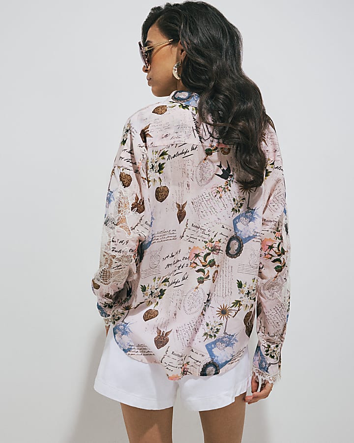 Pink Poet Print Shirt