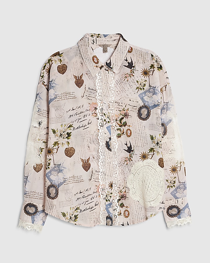 Pink Poet Print Shirt
