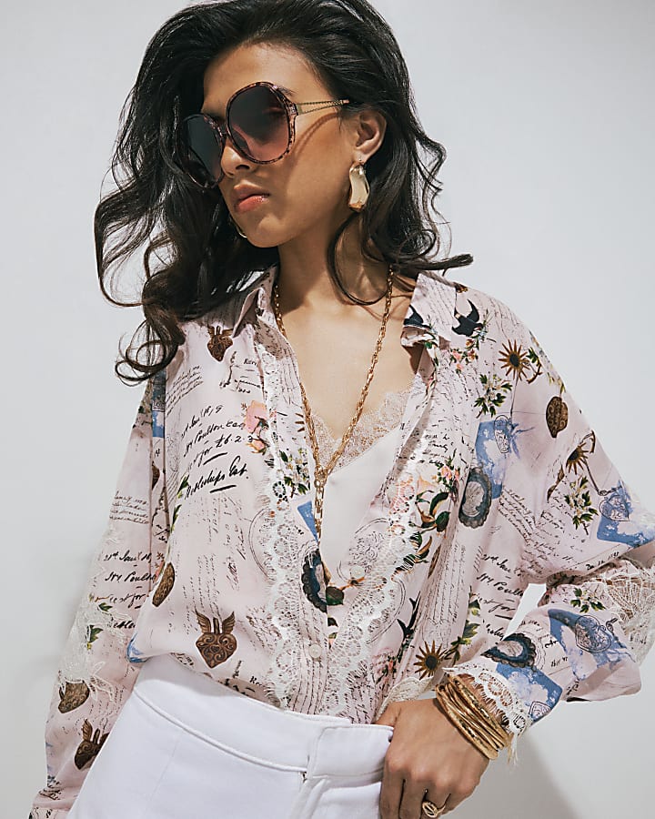 Pink Poet Print Shirt