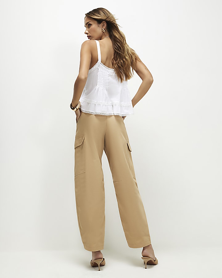 Brown Utility Barrel Leg Trousers