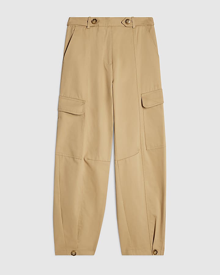 Brown Utility Barrel Leg Trousers