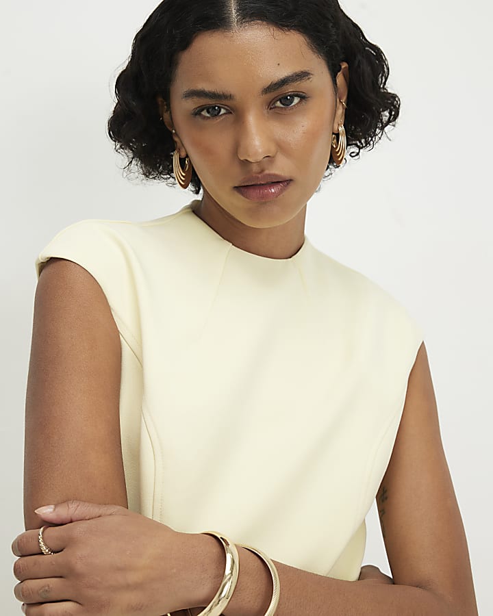 Yellow Short Sleeve Lace Trim Playsuit