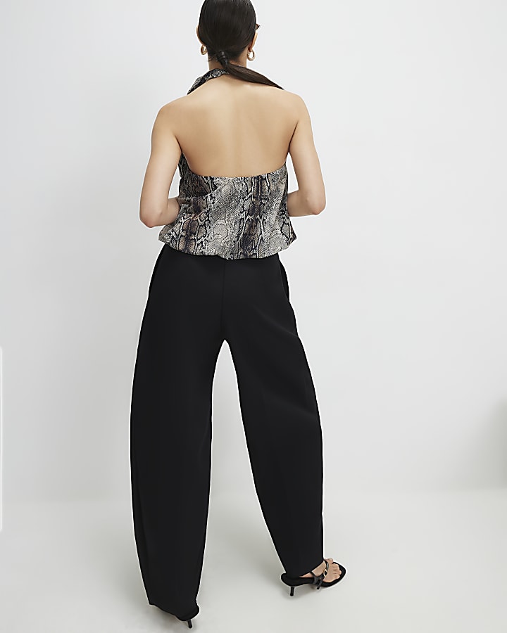 Black Barrel Leg Trousers