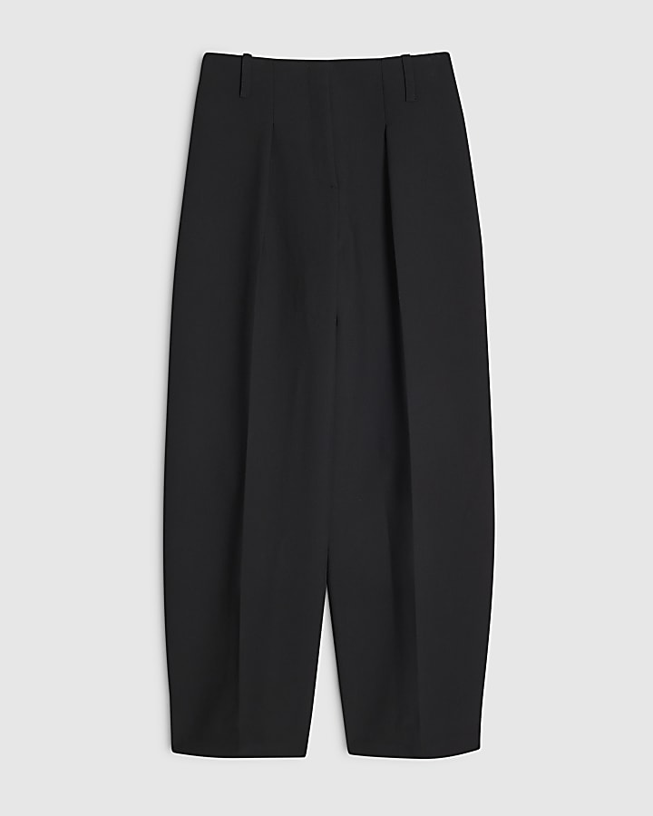 Black Barrel Leg Trousers