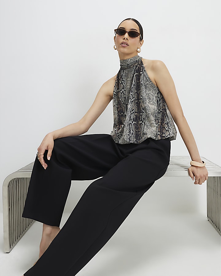 Black Barrel Leg Trousers