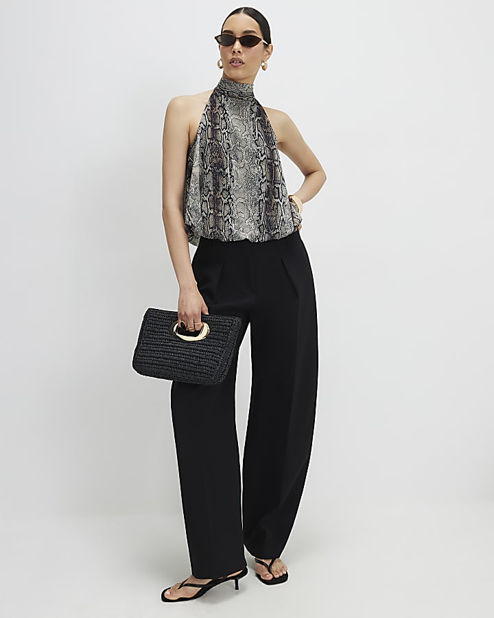 Black Barrel Leg Trousers