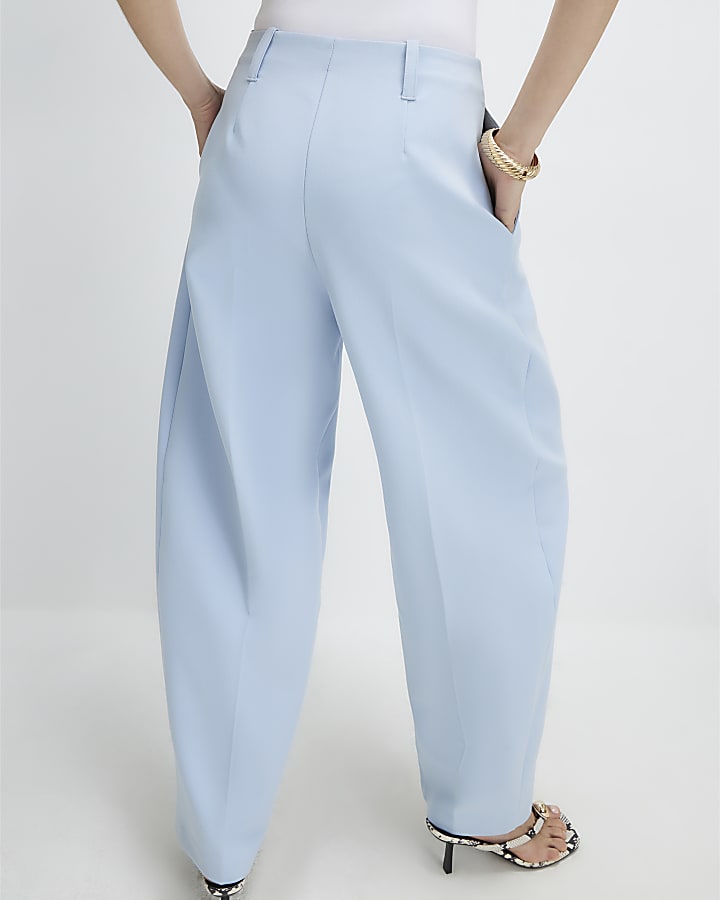 Blue Barrel Leg Trousers