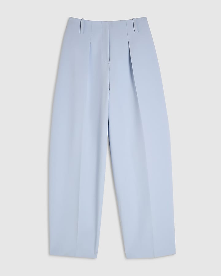 Blue Barrel Leg Trousers