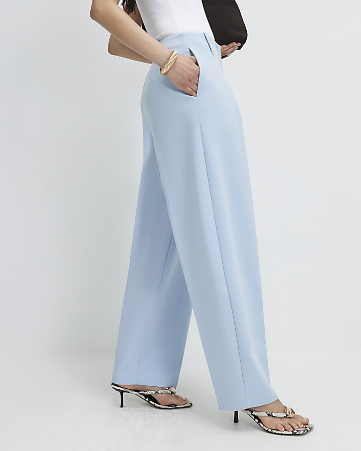 Blue Barrel Leg Trousers