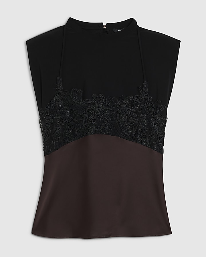 Brown Hybrid Lace T-Shirt