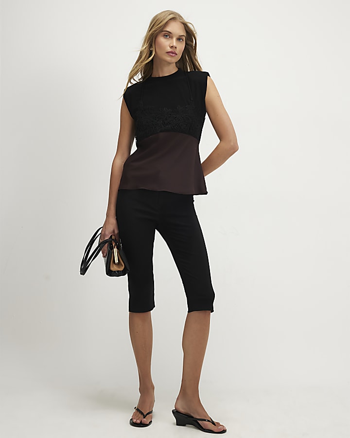 Brown Hybrid Lace T-Shirt