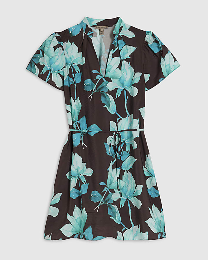 Brown Floral Mini Dress