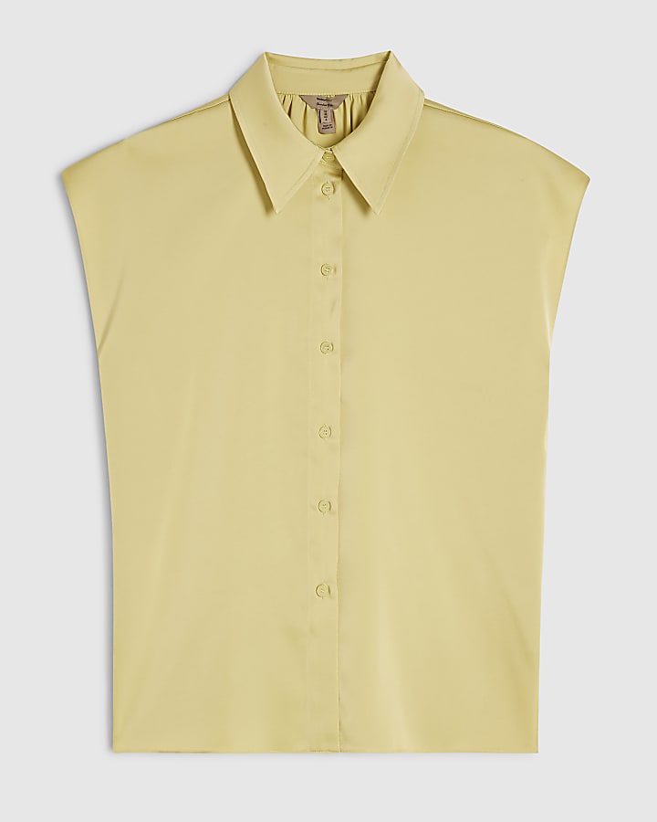 Green Satin Relaxed Shirt