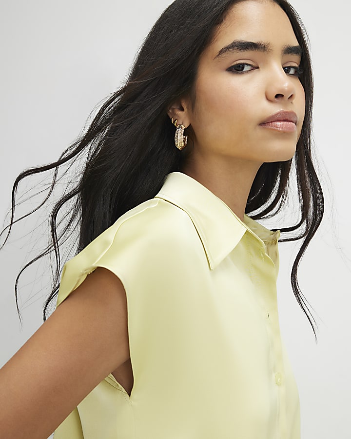 Green Satin Relaxed Shirt